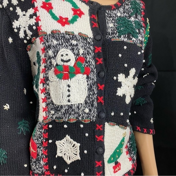 DESIGNER’S Originals Studio Brand Christmas Holiday Sweater Cardigan Medium - Picture 3 of 6